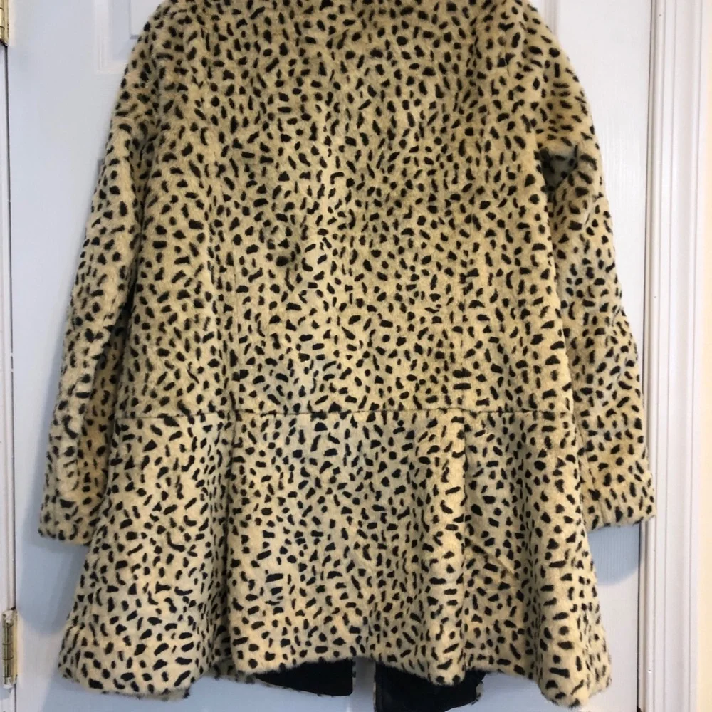 Free People Leopard Print Faux Fur Coat in Cream and Black - please read!